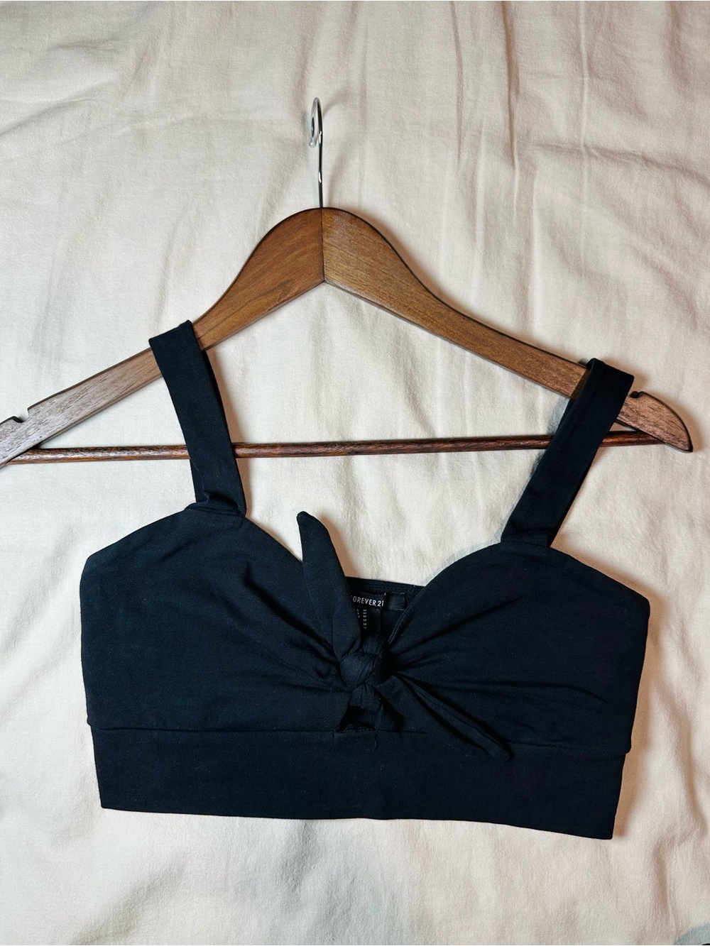 Forever 21 Black Knotted Crop Top